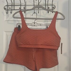 NWT No Boundaries Quilted Rust Cropped Tank and Shorts Lounge Set Size L